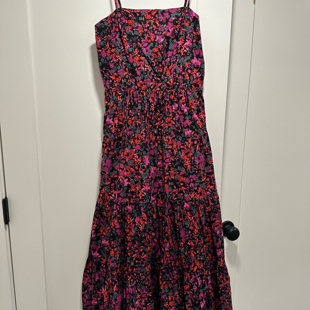Evereve Red and Blue Tiered Maxi Sundress